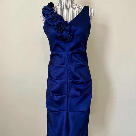 sapphire blue cocktail dresses Vintage 1990s Jessica McClintock Sapphire Blue Dress; Formal, Prom Gow –  Da-Sebra Vintage main image 0
